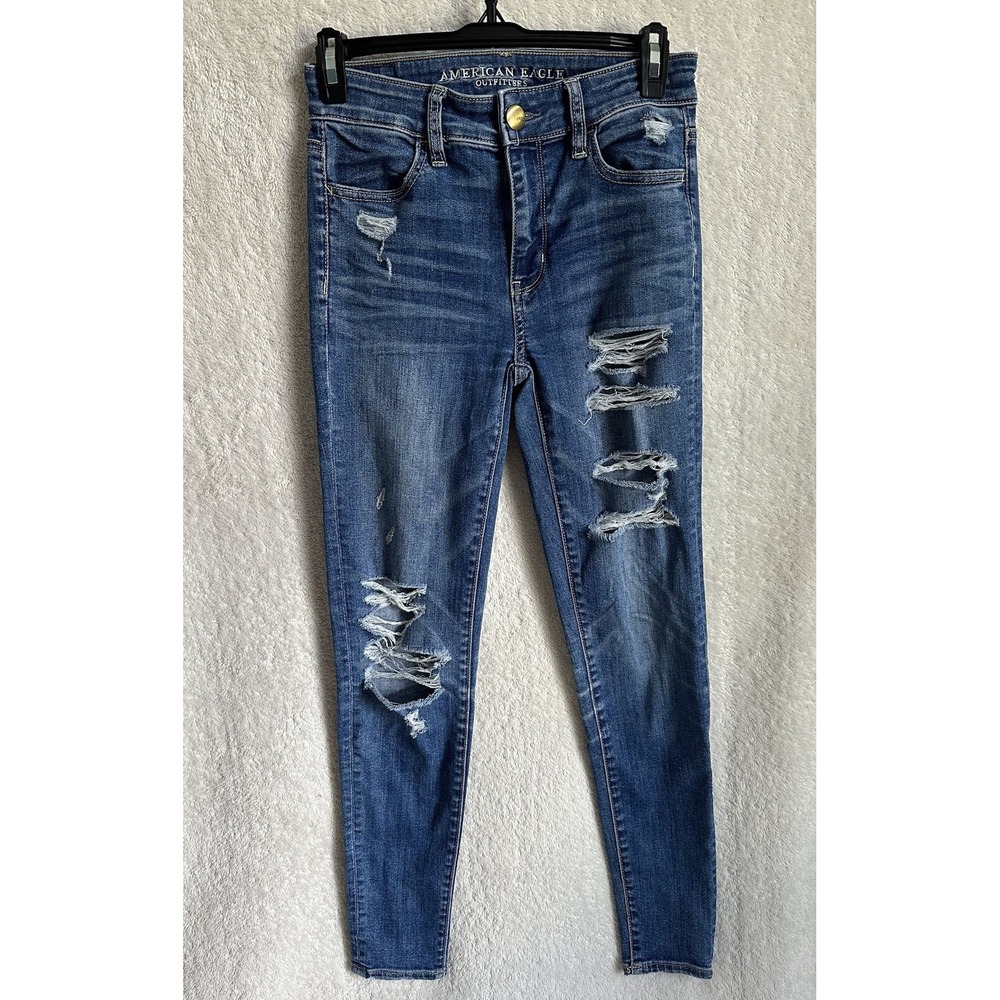 American Eagle Super Stretch Distressed Skinny Jeans Size 0 Regular Women's